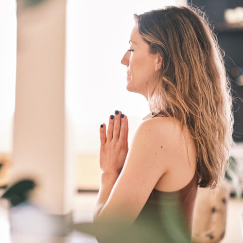 A yoga class in a bright studio